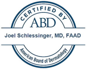Certified by American Board Of Dermatology Joel Schlessinger, MD, FAAD Seal